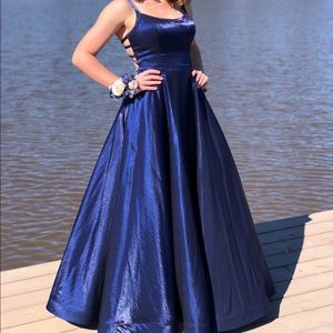 Sherri Hill Navy Blue Prom Dress